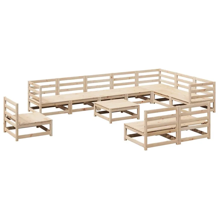 Salon de jardin 11 pcs bois de pin massif - 2