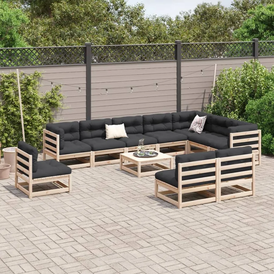 Salon de jardin 11 pcs bois de pin massif - 3