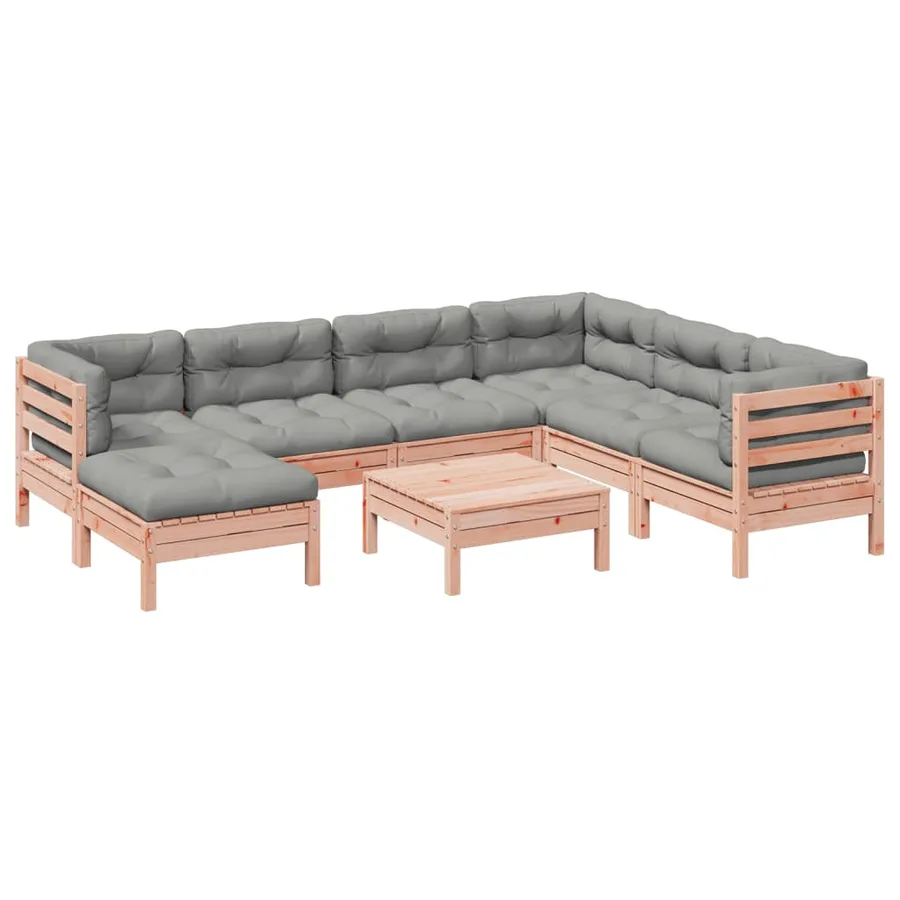 Salon de jardin 8 pcs avec coussins sapin douglas solide - 2