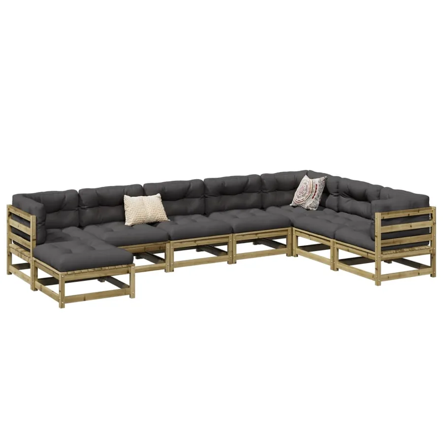 Salon de jardin 8 pcs bois de pin imprégné