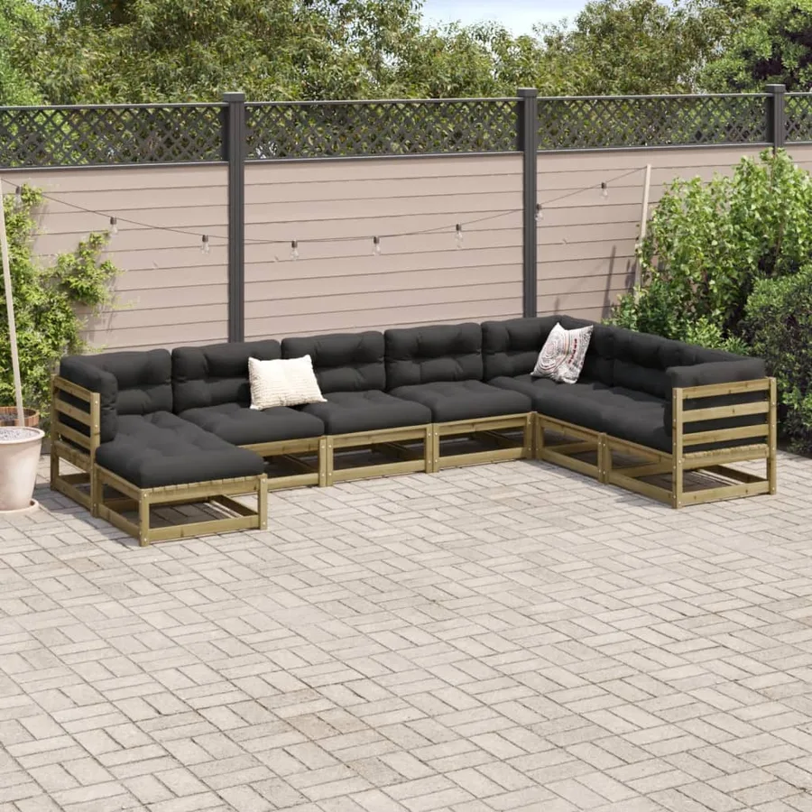 Salon de jardin 8 pcs bois de pin imprégné - 3
