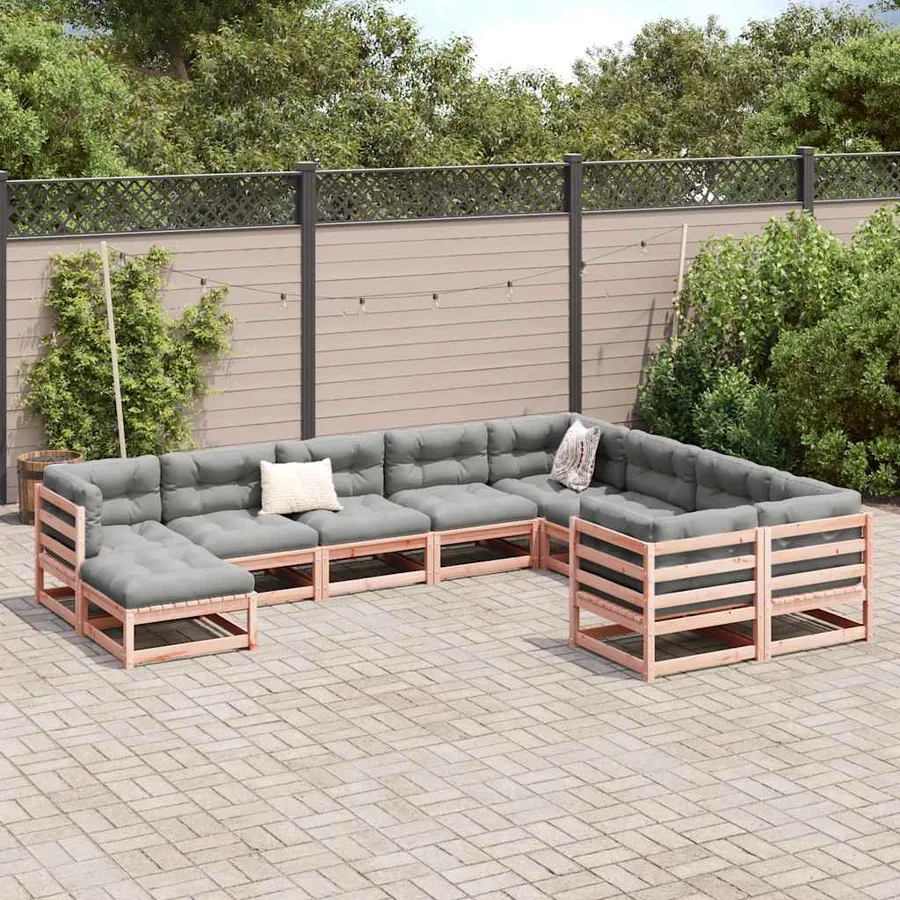 Salon de jardin 10 pcs bois massif sapin de douglas - 3