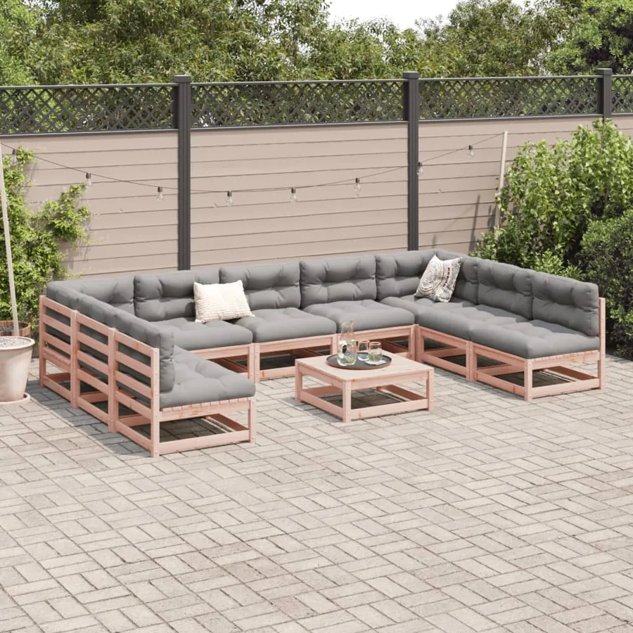 Salon de jardin 10 pcs bois massif sapin de douglas - 3