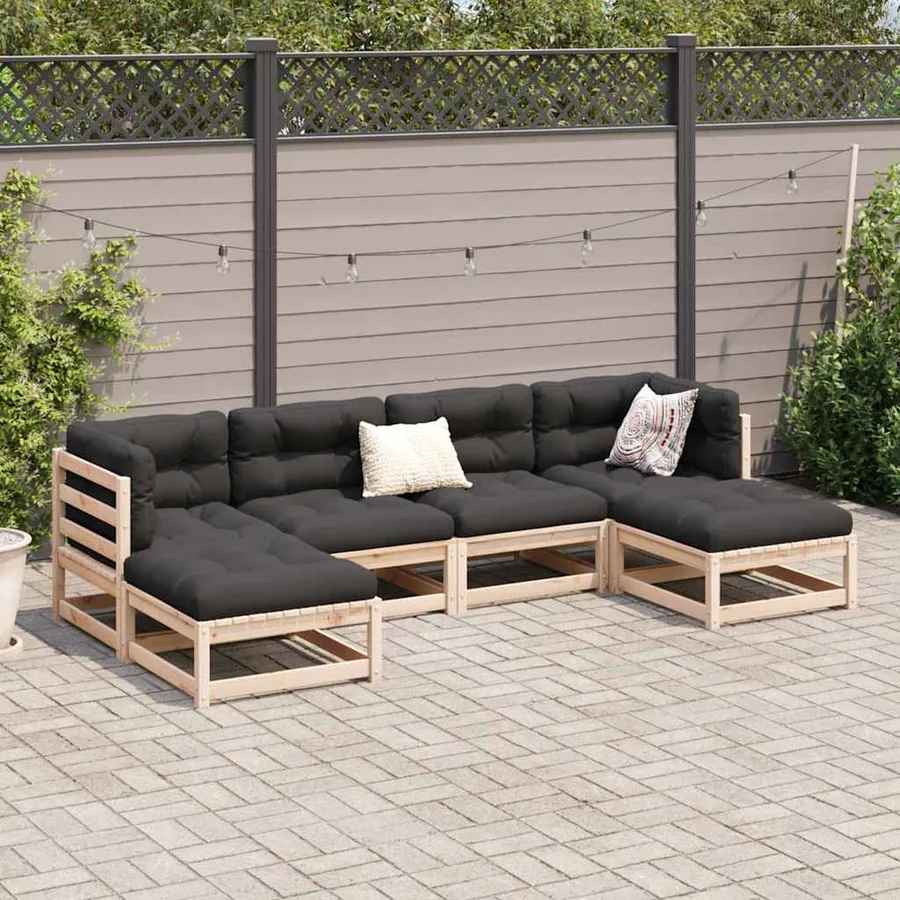 Salon de jardin 6 pcs bois de pin massif - 3