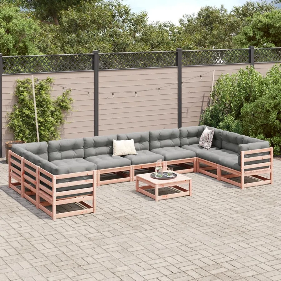 Salon de jardin 11 pcs bois massif sapin de douglas - 3