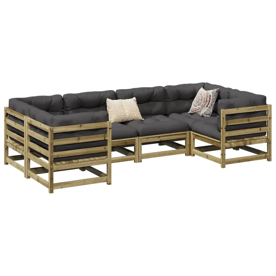 Salon de jardin 6 pcs bois de pin imprégné