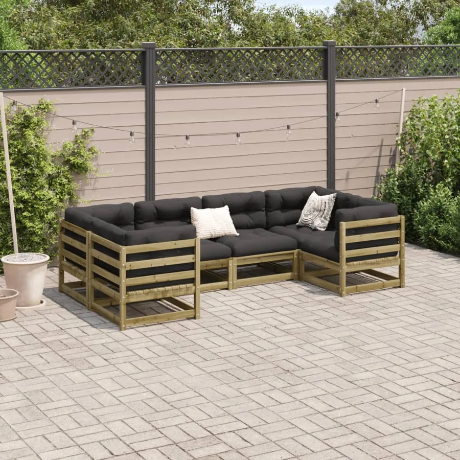 Salon de jardin 6 pcs bois de pin imprégné - 3