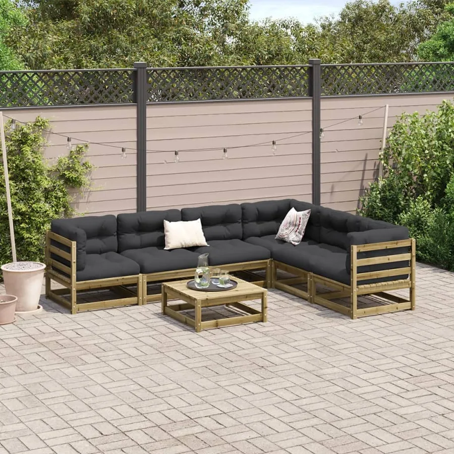 Salon de jardin 7 pcs bois de pin imprégné - 3
