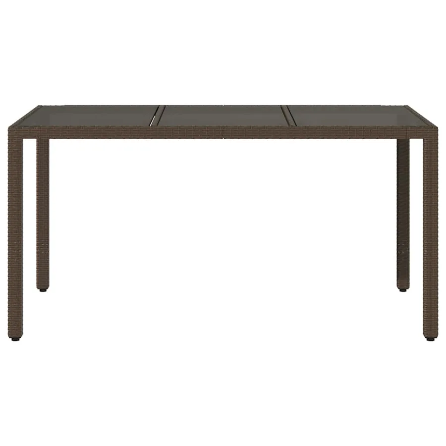 Table de jardin avec dessus en verre marron résine tressée - 4