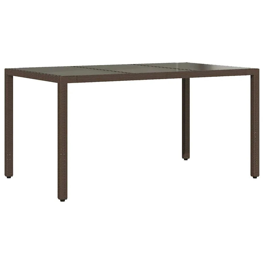 Table de jardin avec dessus en verre marron résine tressée - 6