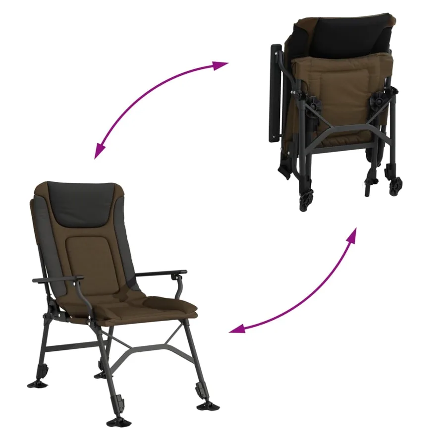 Chaise de pêche avec accoudoir pliable taupe - 7