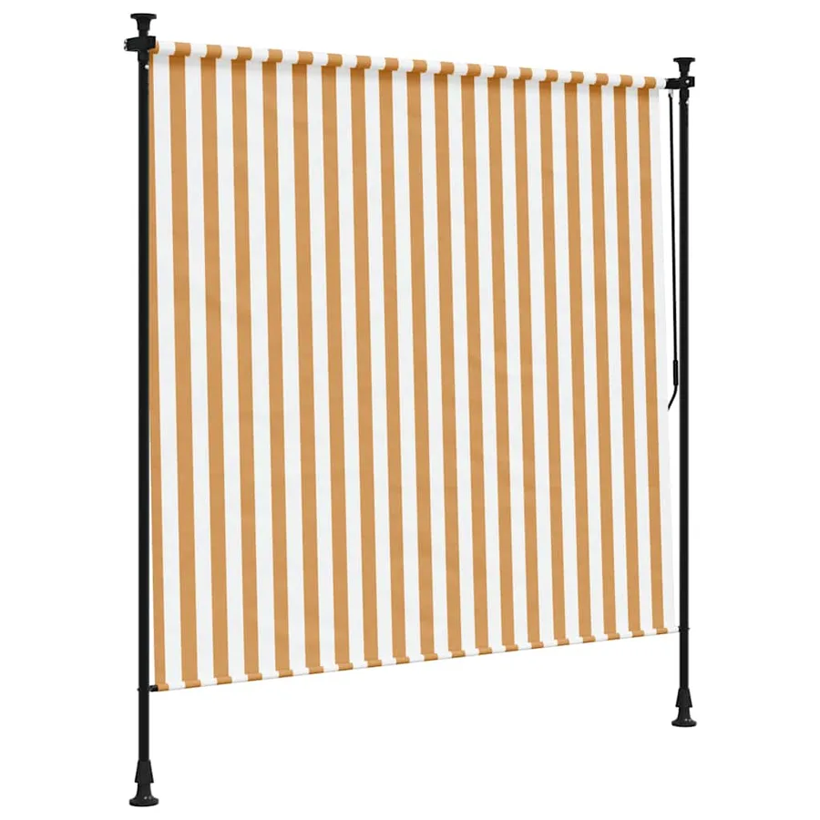 Store roulant d'extérieur orange et blanc 200x270cm tissu acier - 5