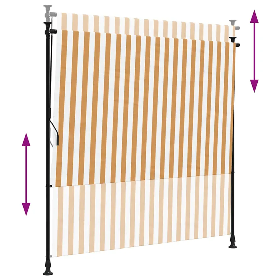 Store roulant d'extérieur orange et blanc 200x270cm tissu acier - 6