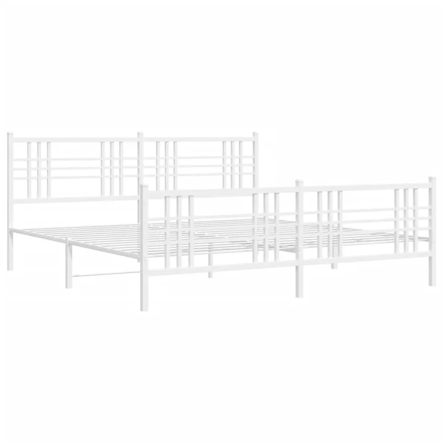 Cadre de lit métal sans matelas et pied de lit blanc 180x200 cm - 3