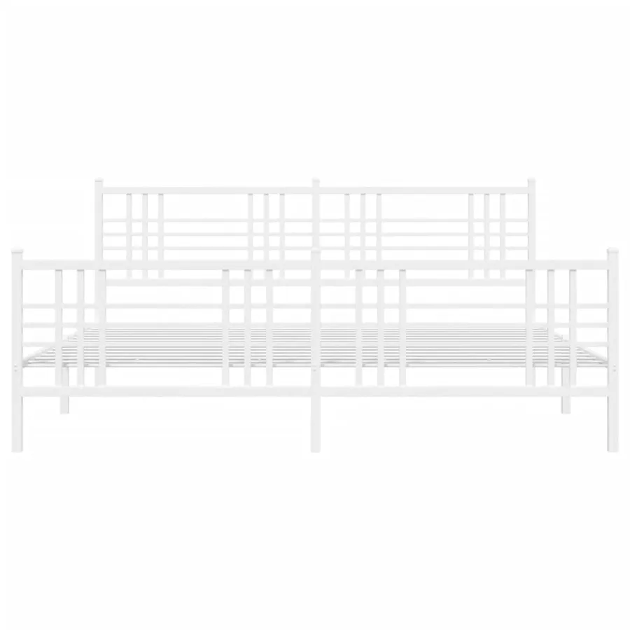 Cadre de lit métal sans matelas et pied de lit blanc 180x200 cm - 4