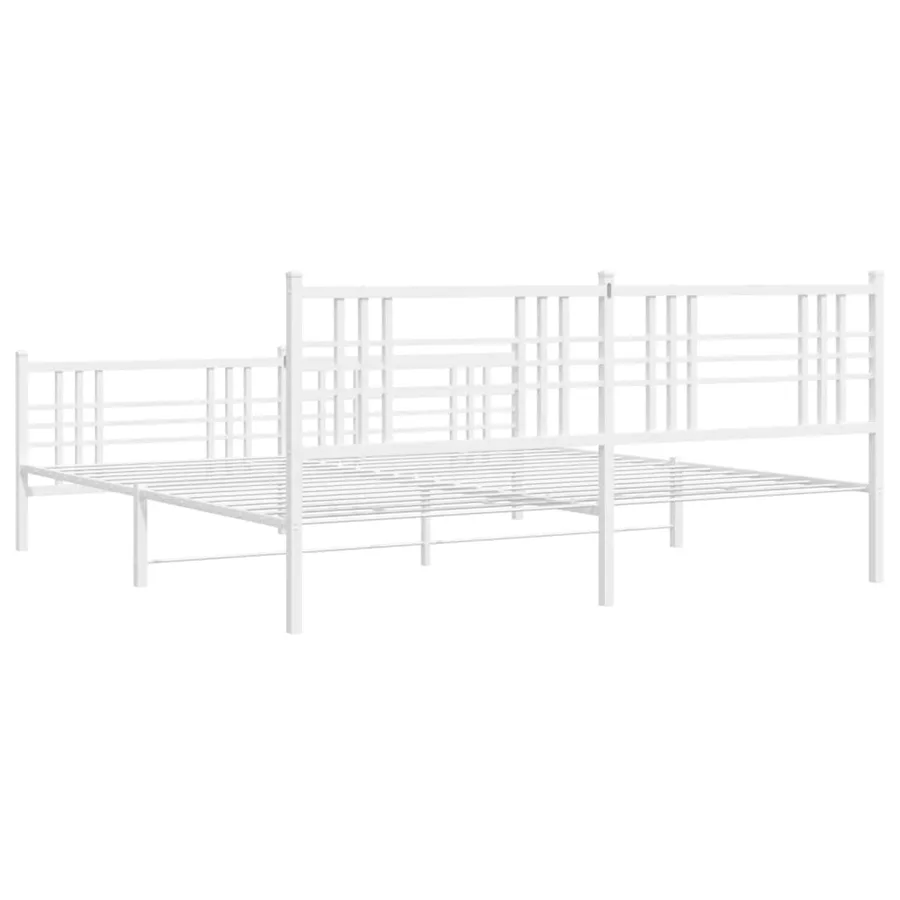 Cadre de lit métal sans matelas et pied de lit blanc 180x200 cm - 6