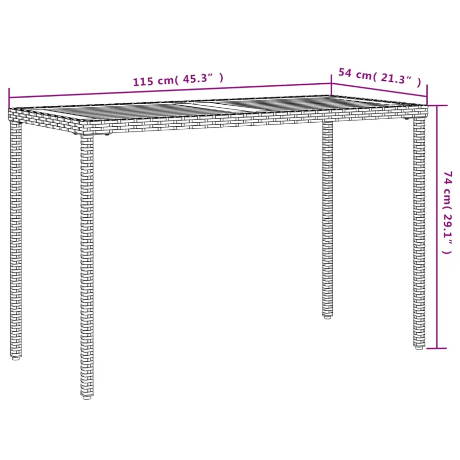 Table de jardin avec dessus en bois d'acacia beige 115x54x74 cm - 10
