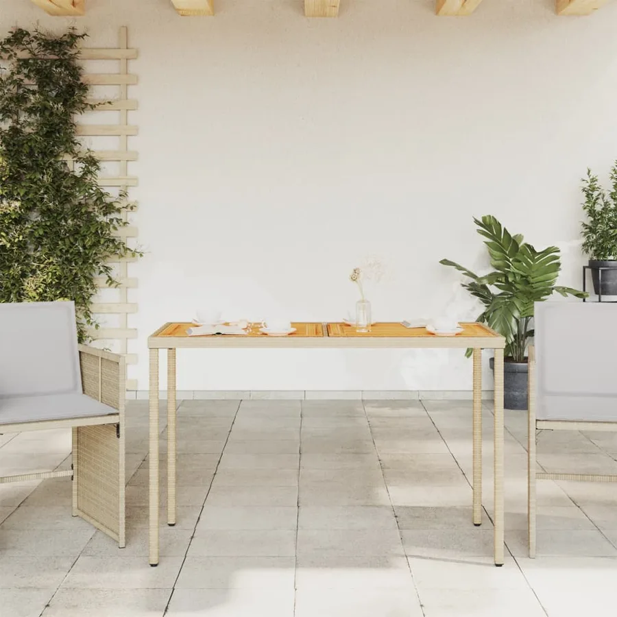 Table de jardin avec dessus en bois d'acacia beige 115x54x74 cm - 3