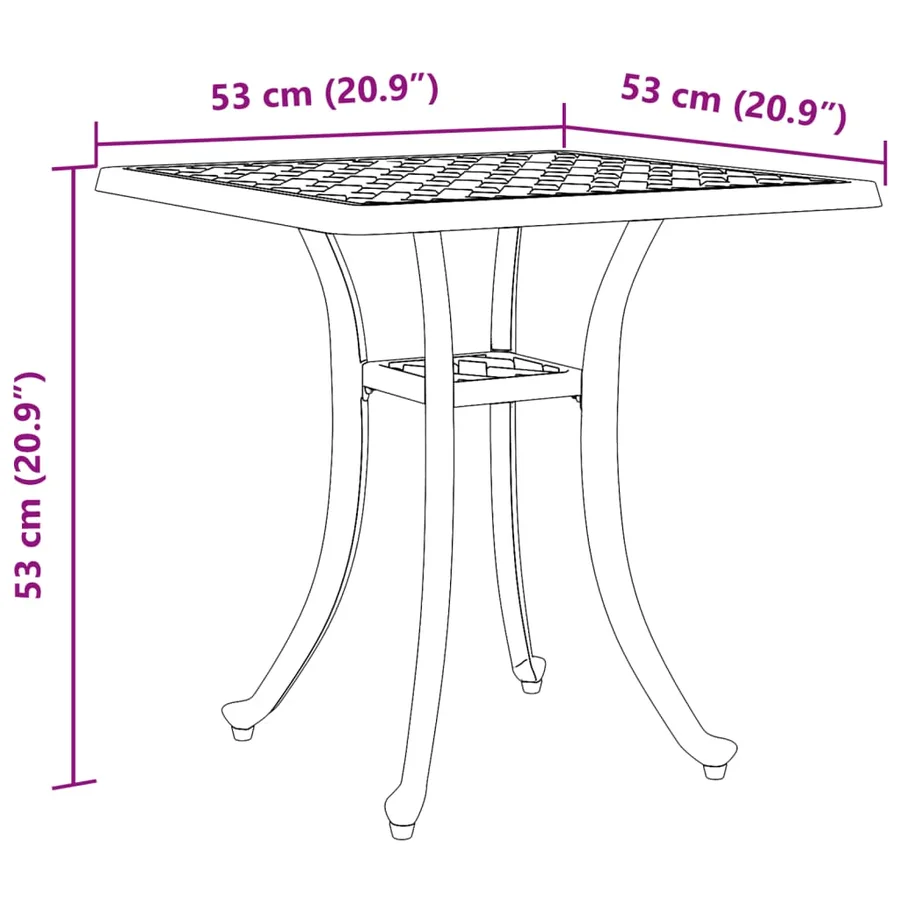 Table de jardin noir 53x53x53 cm aluminium coulé - 11