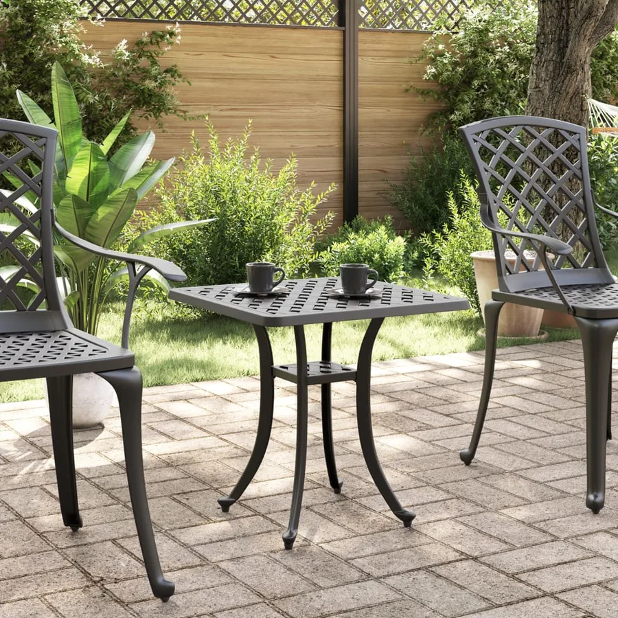 Table de jardin noir 53x53x53 cm aluminium coulé - 3