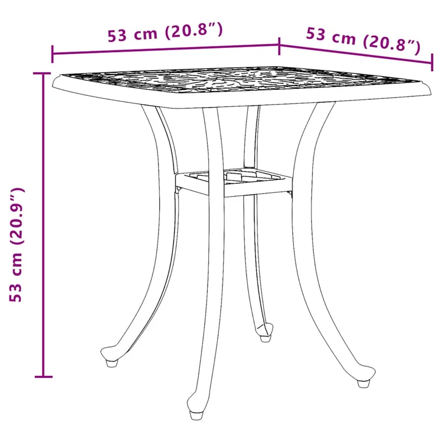 Table de jardin blanc 53x53x53 cm aluminium coulé - 11