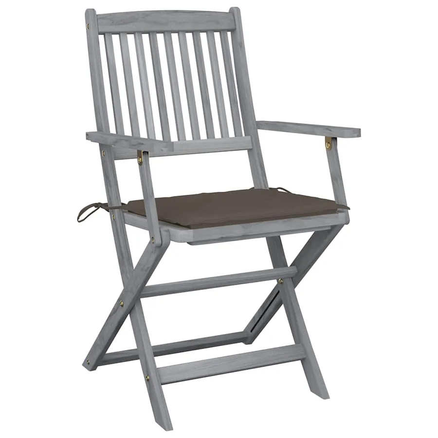 Chaises pliables d'extérieur lot de 2 et coussins Bois d'acacia - 3