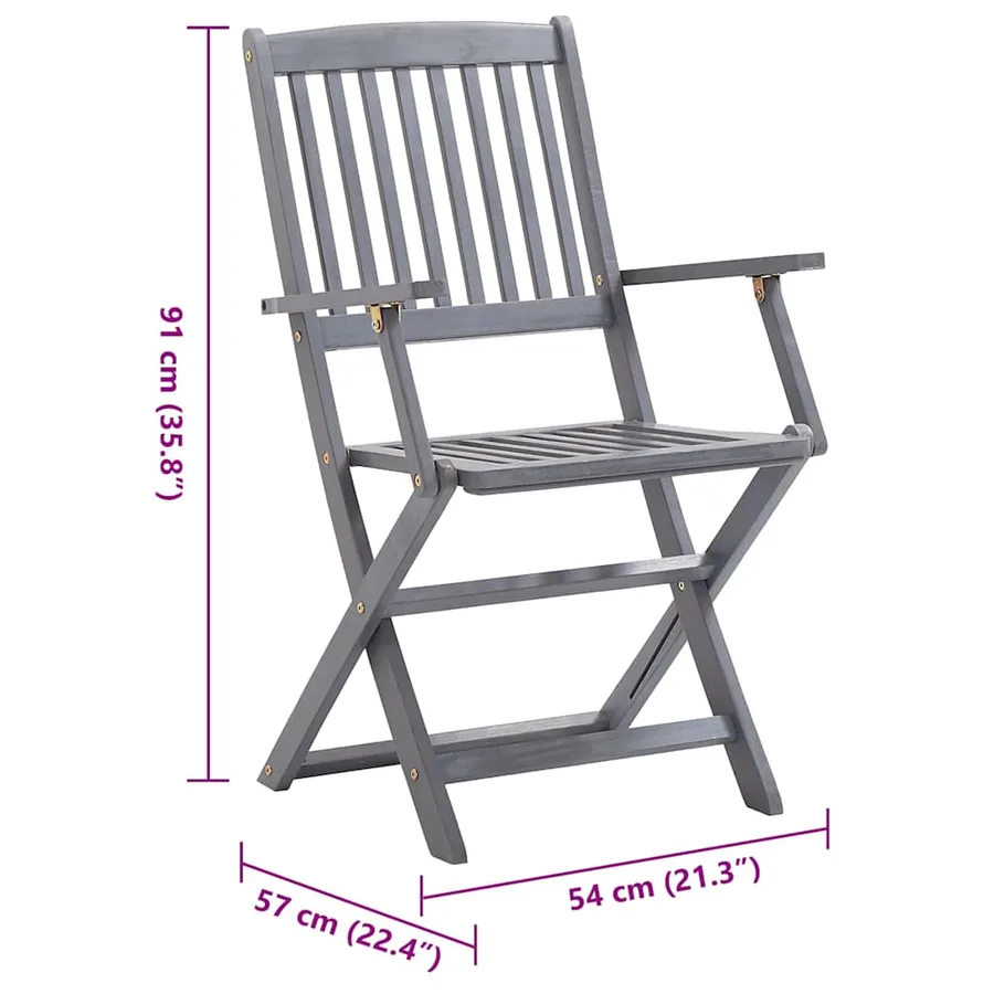Chaises pliables d'extérieur lot de 2 et coussins Bois d'acacia - 19