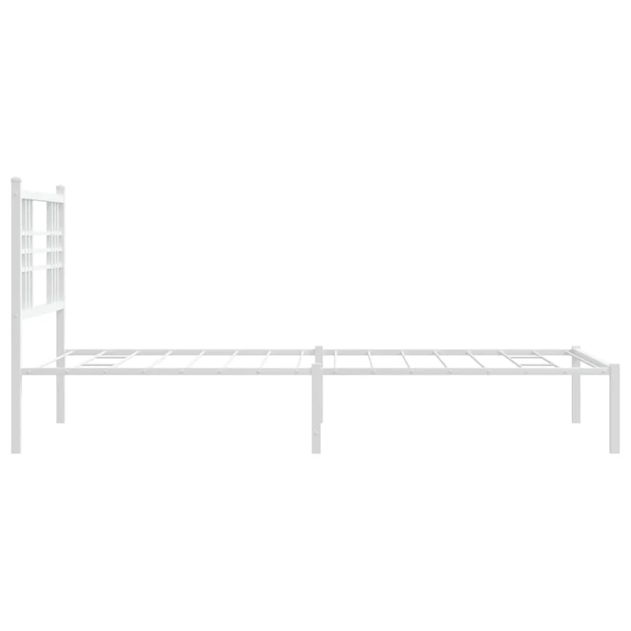 Cadre de lit métal sans matelas et tête de lit blanc 107x203 cm - 5