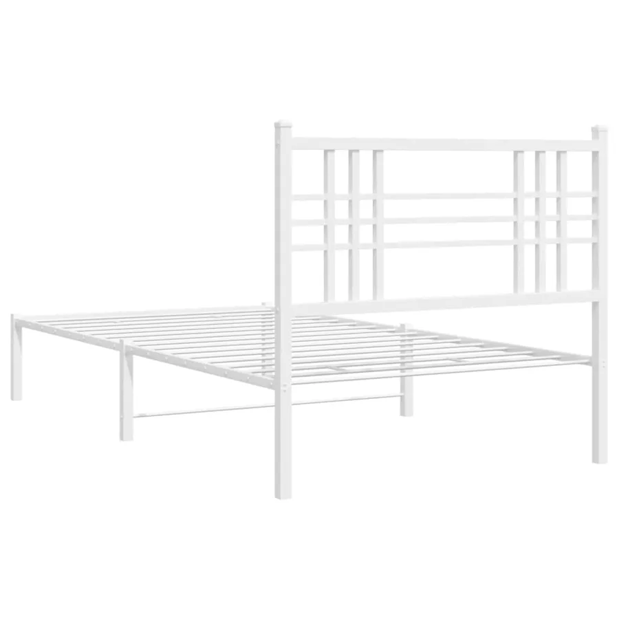 Cadre de lit métal sans matelas et tête de lit blanc 107x203 cm - 6