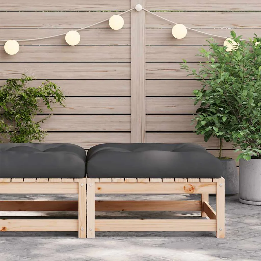 Repose-pied de jardin avec coussin bois de pin massif - 3