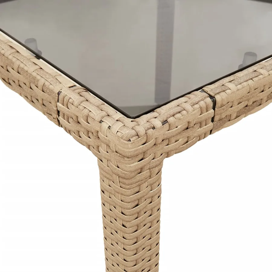 Ensemble à manger de jardin et coussins 3 pcs beige rotin verre - 6
