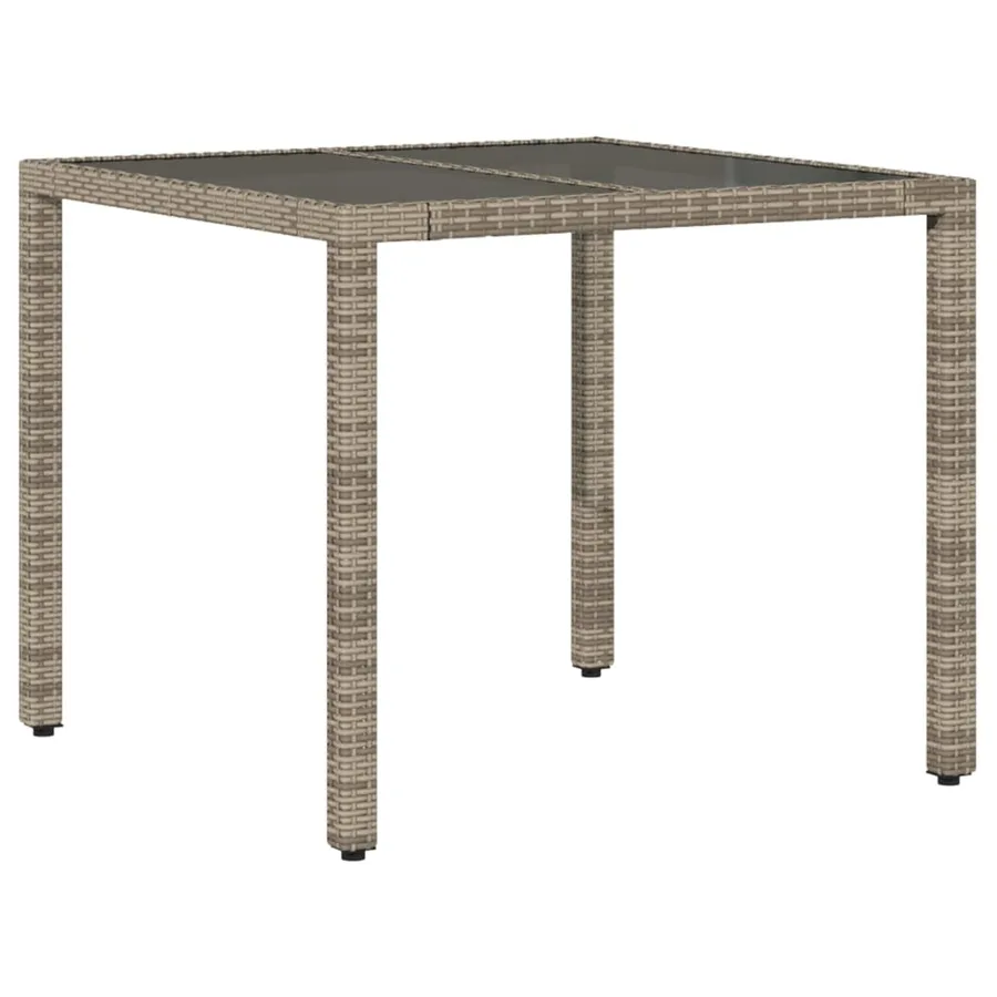 Ensemble à manger de jardin et coussins 5 pcs gris rotin verre - 4
