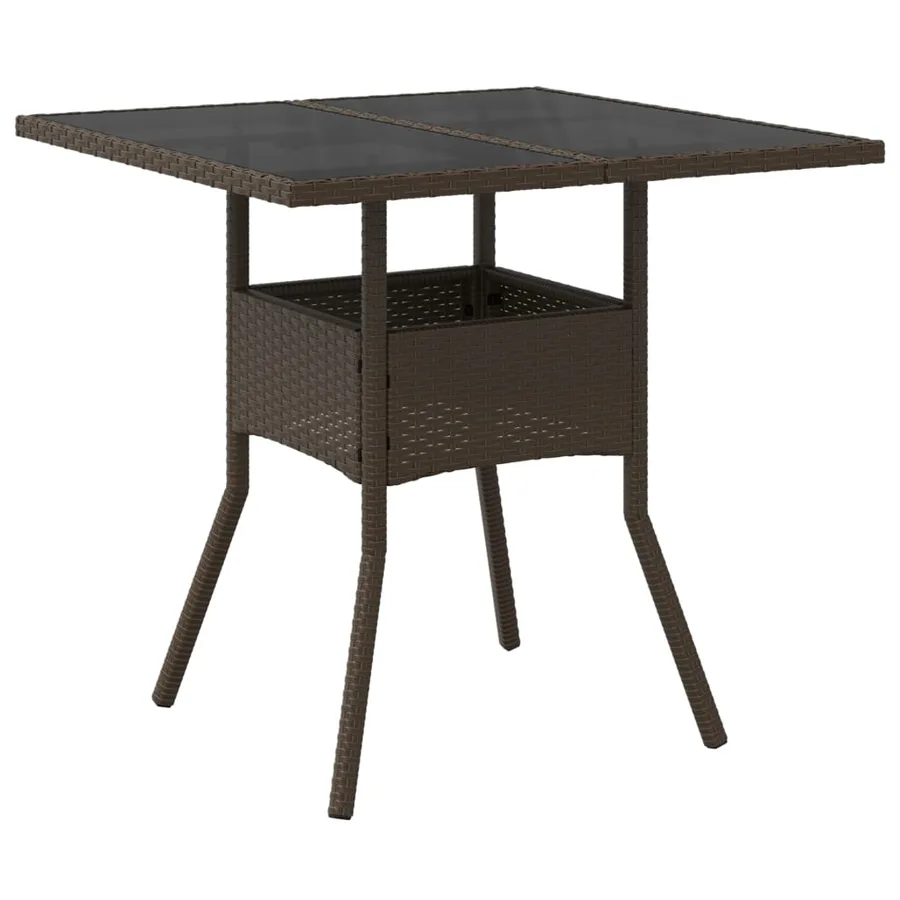 Ensemble à manger de jardin et coussins 5pcs marron rotin verre - 4