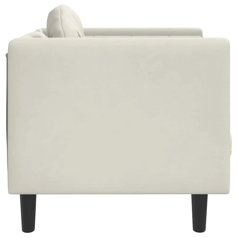 Fauteuil avec coussin crème velours - 5
