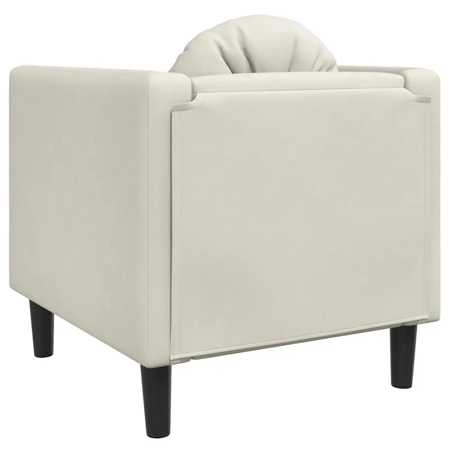Fauteuil avec coussin crème velours - 6
