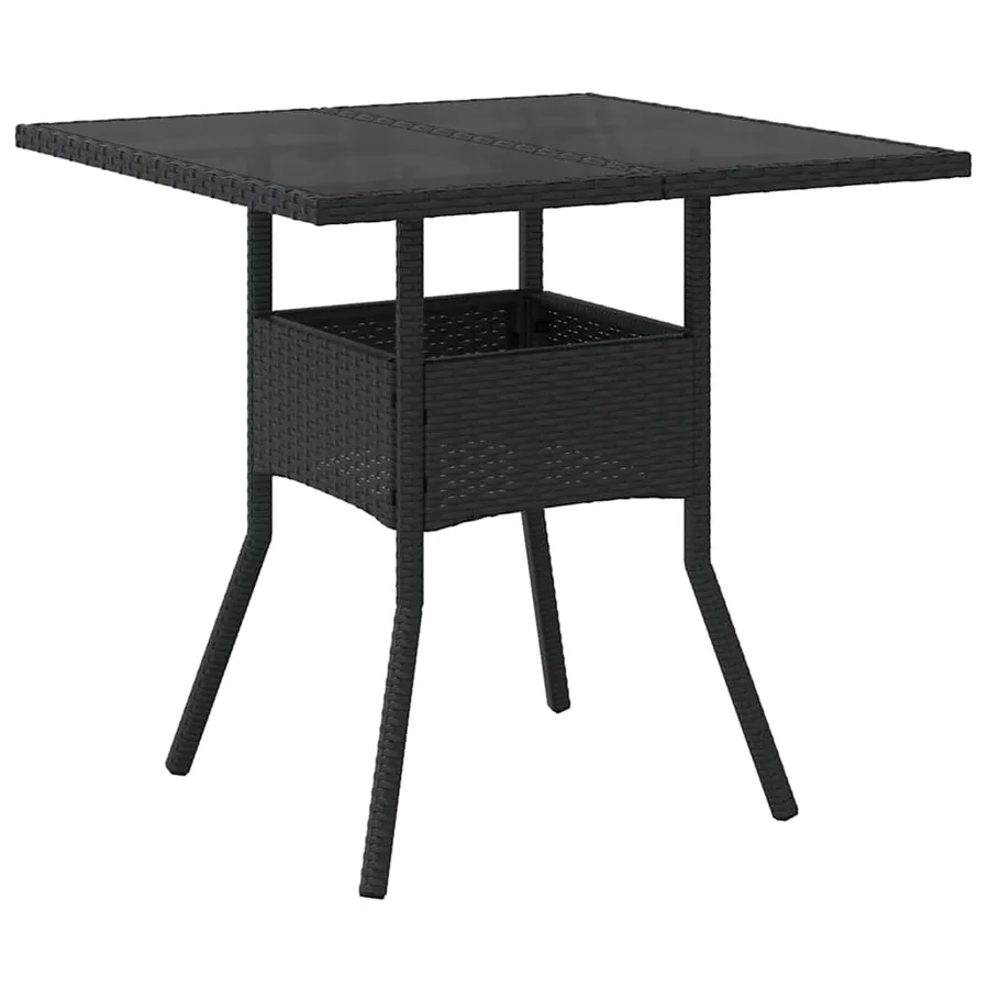 Ensemble à manger de jardin et coussins 3 pcs noir rotin verre - 4