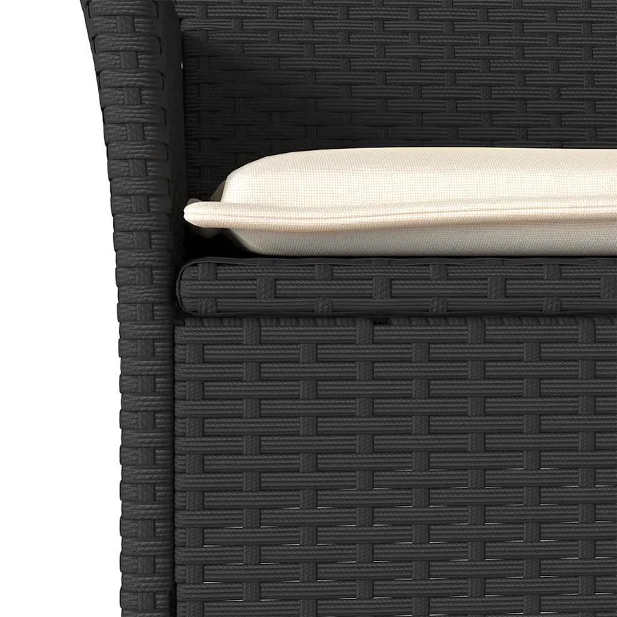 Ensemble à manger de jardin et coussins 3 pcs noir rotin verre - 5