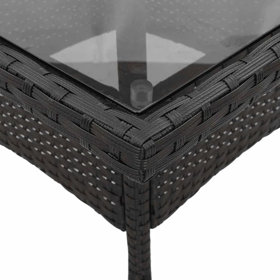 Ensemble à manger de jardin et coussins 3 pcs noir rotin verre - 6