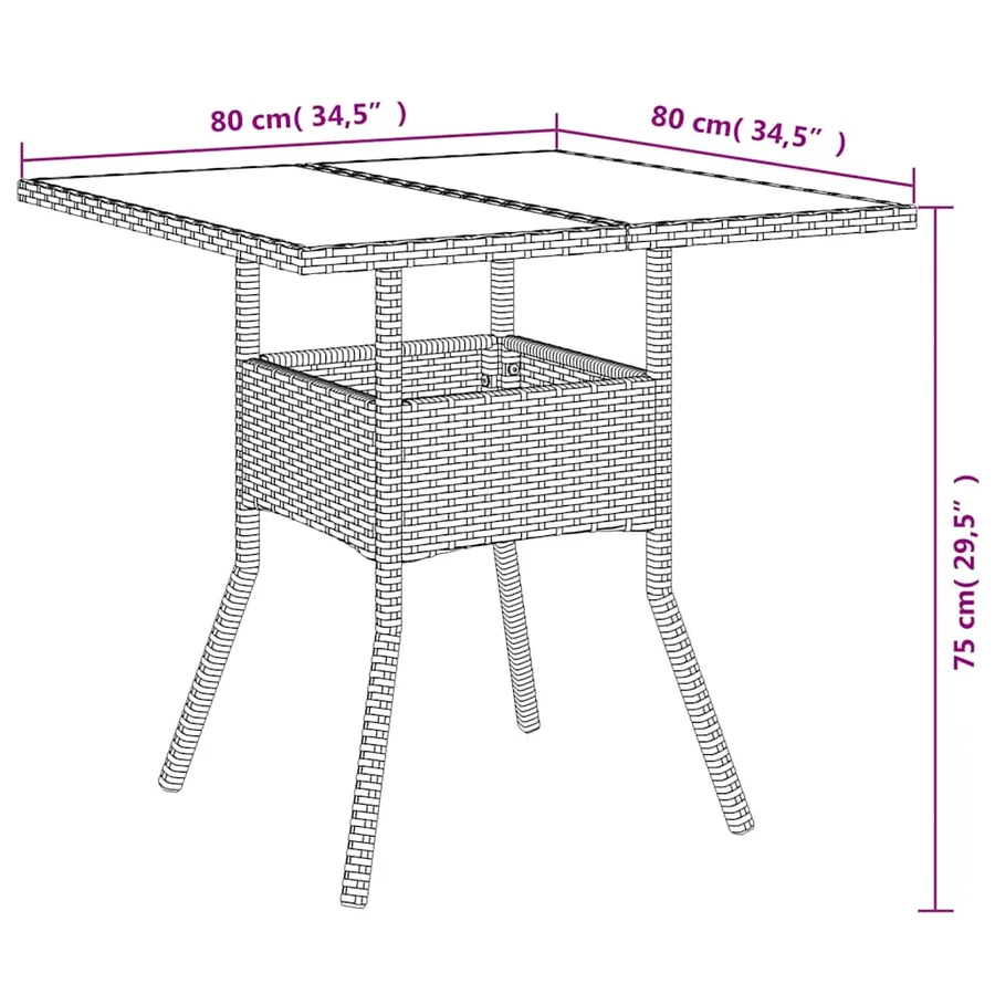 Ensemble à manger de jardin et coussins 3 pcs noir rotin verre - 9