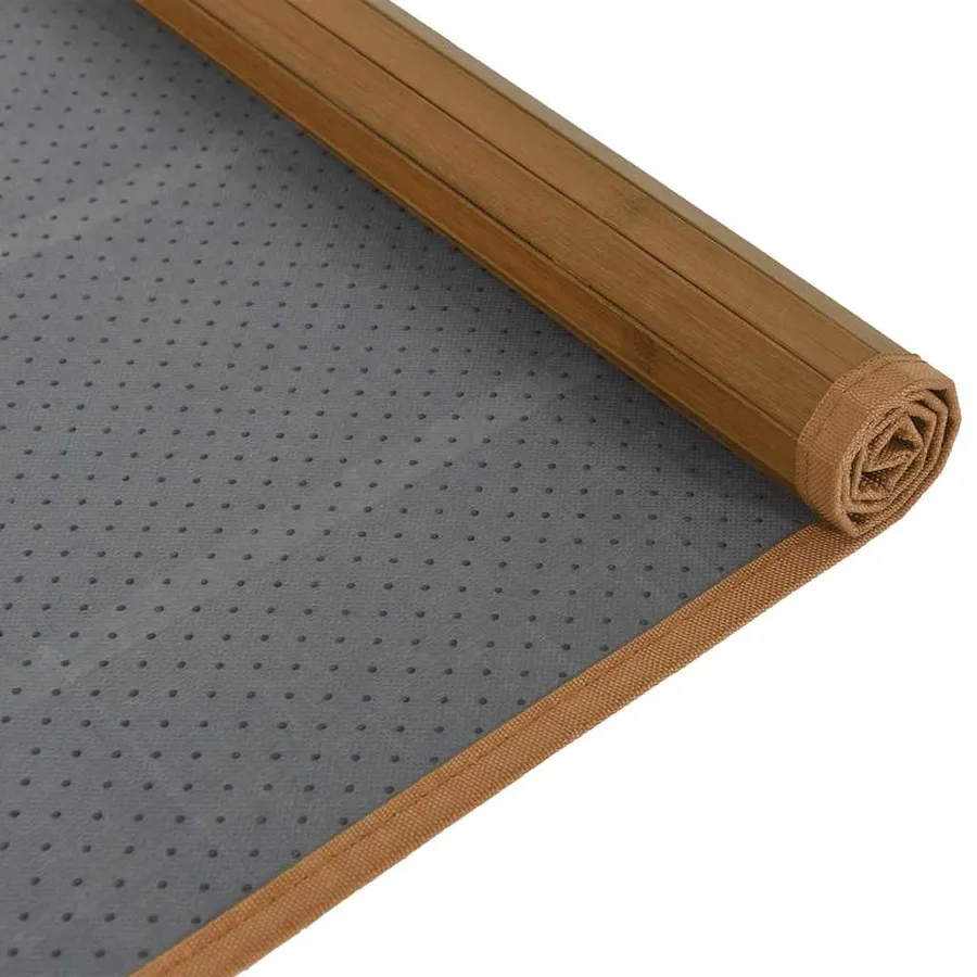 Tapis rectangulaire marron 80x100 cm bambou - 5