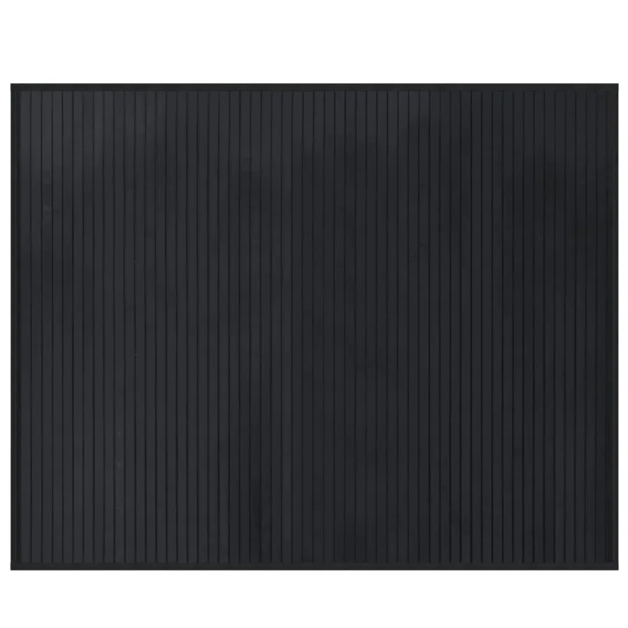 Tapis rectangulaire noir 80x100 cm bambou - 2