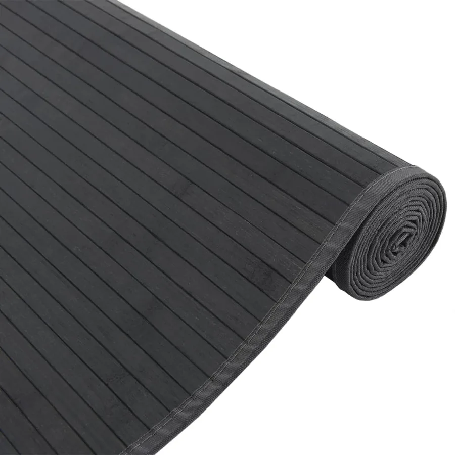 Tapis rectangulaire noir 80x100 cm bambou - 4