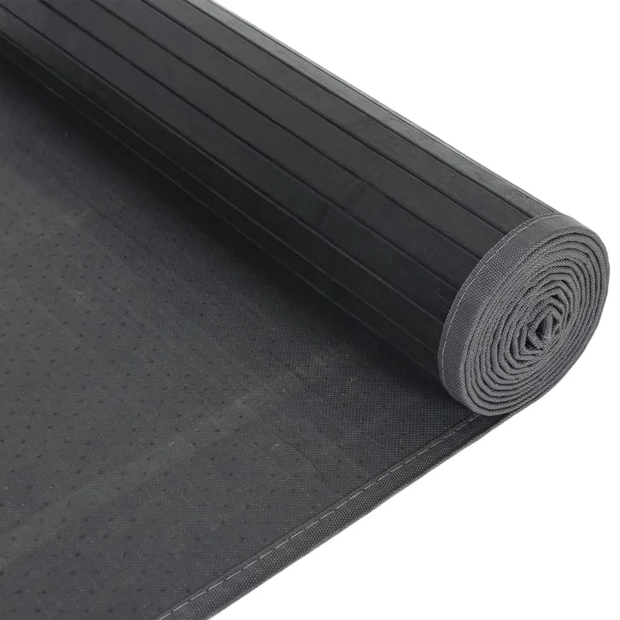 Tapis rectangulaire noir 80x100 cm bambou - 5