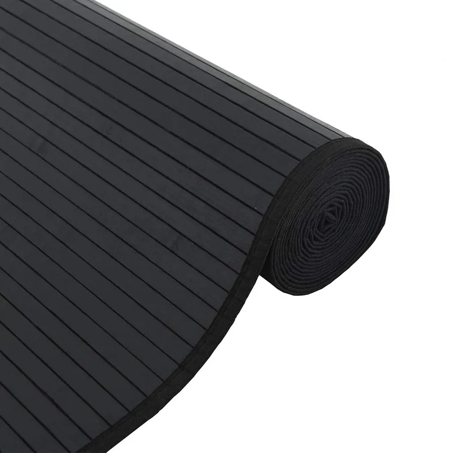 Tapis rectangulaire noir 70x200 cm bambou - 4