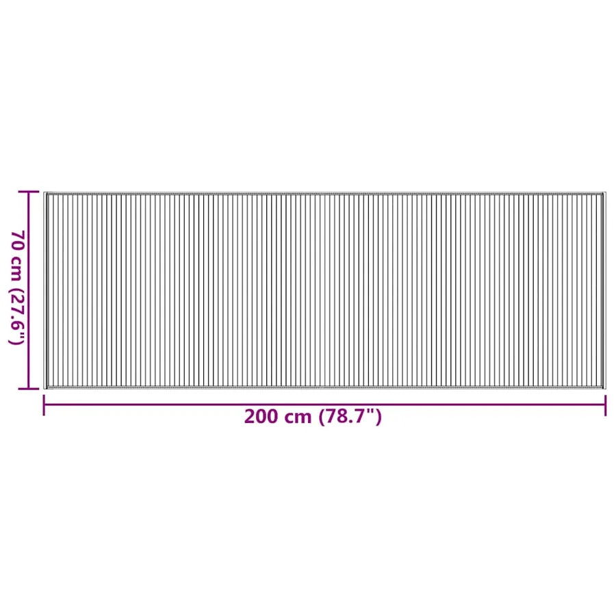 Tapis rectangulaire noir 70x200 cm bambou - 8