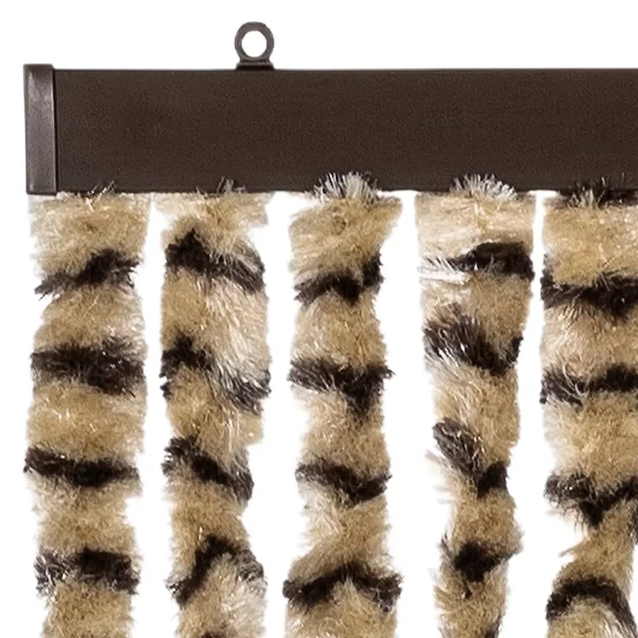 Rideau anti-mouches beige et marron 118x220 cm chenille - 4