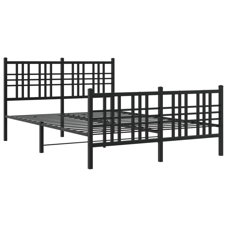 Cadre de lit métal sans matelas avec pied de lit noir 137x190cm - 3