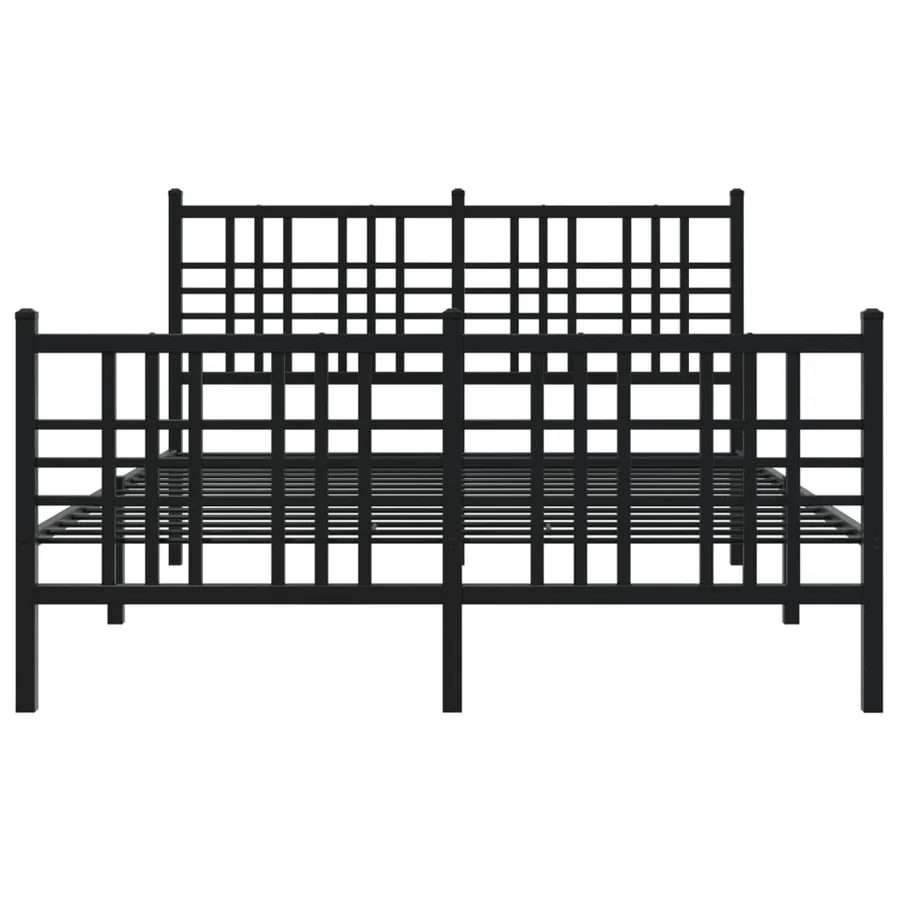 Cadre de lit métal sans matelas avec pied de lit noir 137x190cm - 4