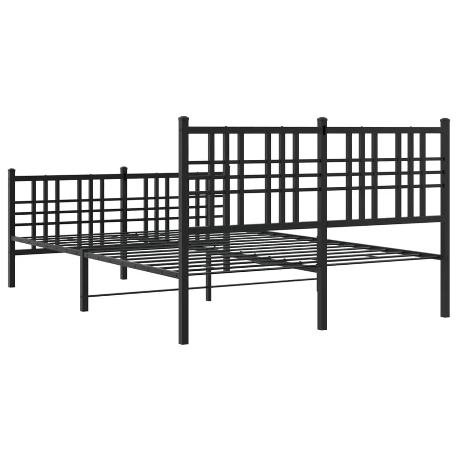 Cadre de lit métal sans matelas avec pied de lit noir 137x190cm - 6