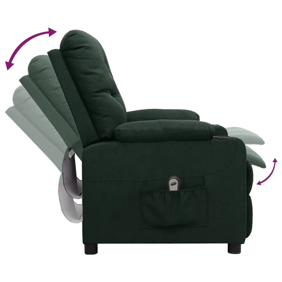 Fauteuil inclinable électrique Vert foncé Tissu - 6